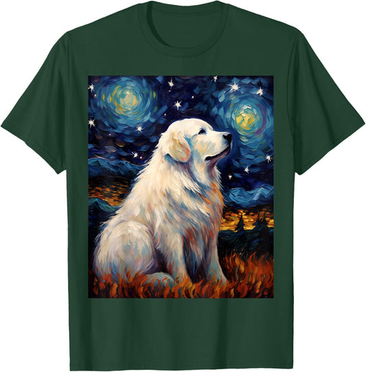 Surreal Starry Night Great Pyrenees Dog T-Shirt - T-Shirt | Forest
