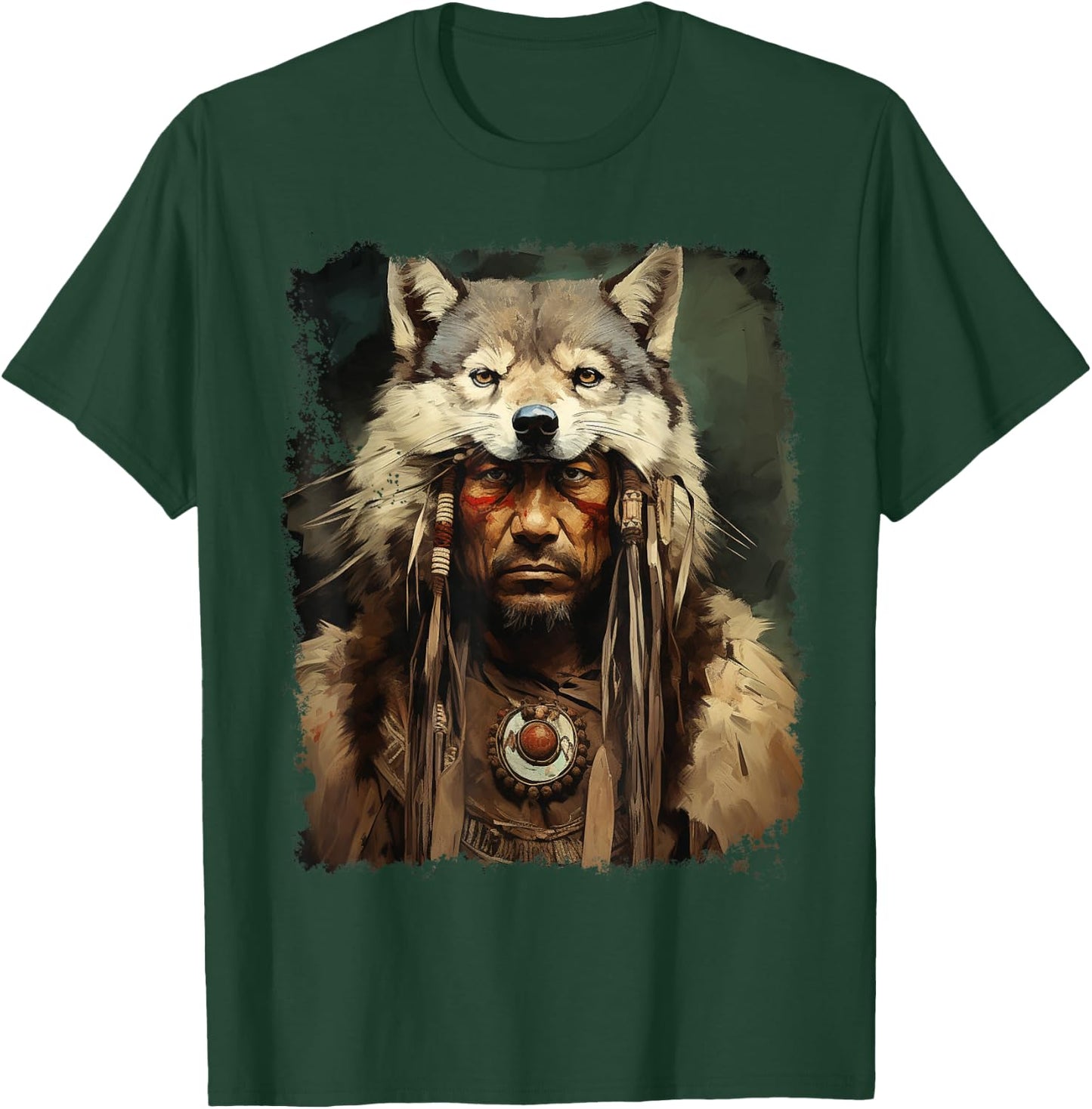 Wolf Native American Men T-Shirt - T-Shirt | Forest