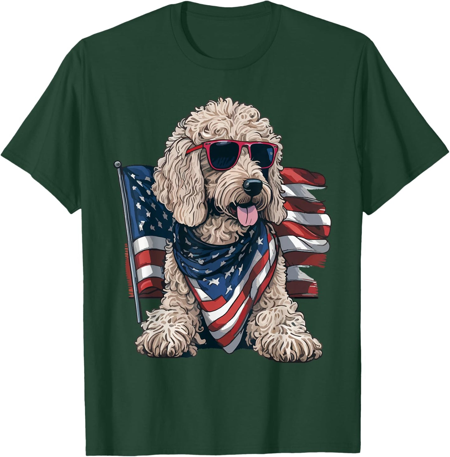 Goldendoodle 4th of july patriotic golden doodle dog T-Shirt - T-Shirt | Forest