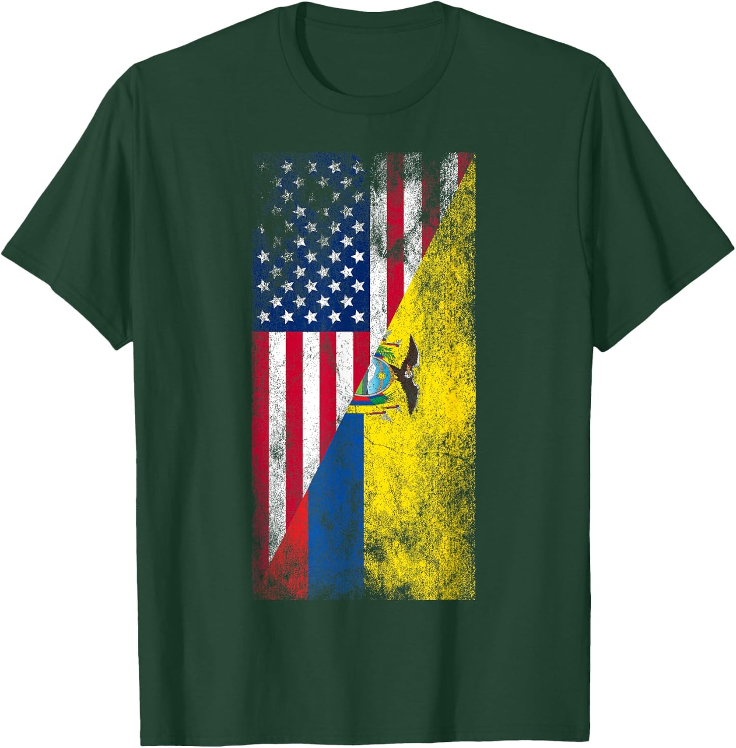USA & Ecuador Flags - United States of America, Ecuadorian T-Shirt - T-Shirt | Forest