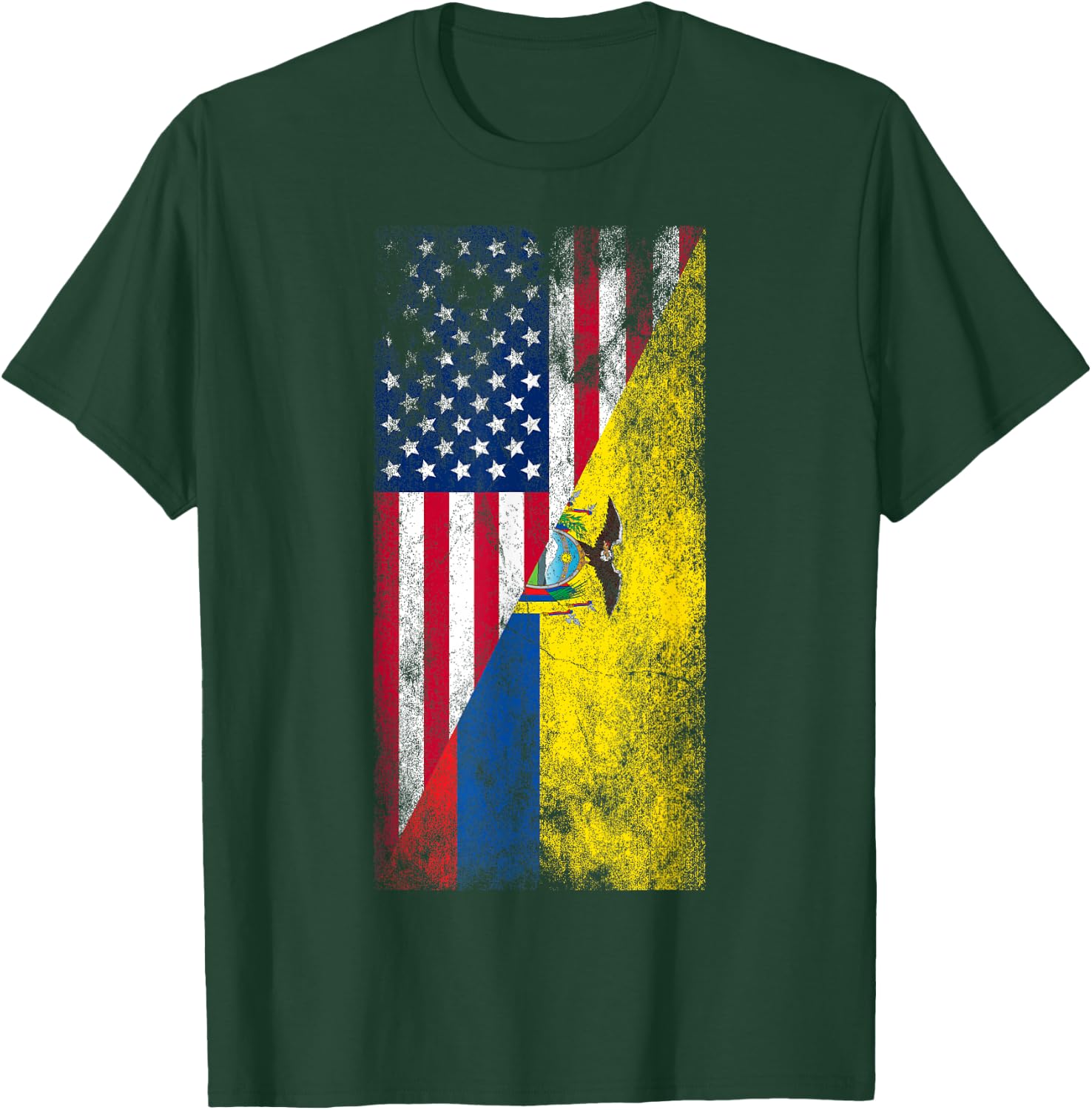 USA & Ecuador Flags - United States of America, Ecuadorian T-Shirt - T-Shirt | Forest