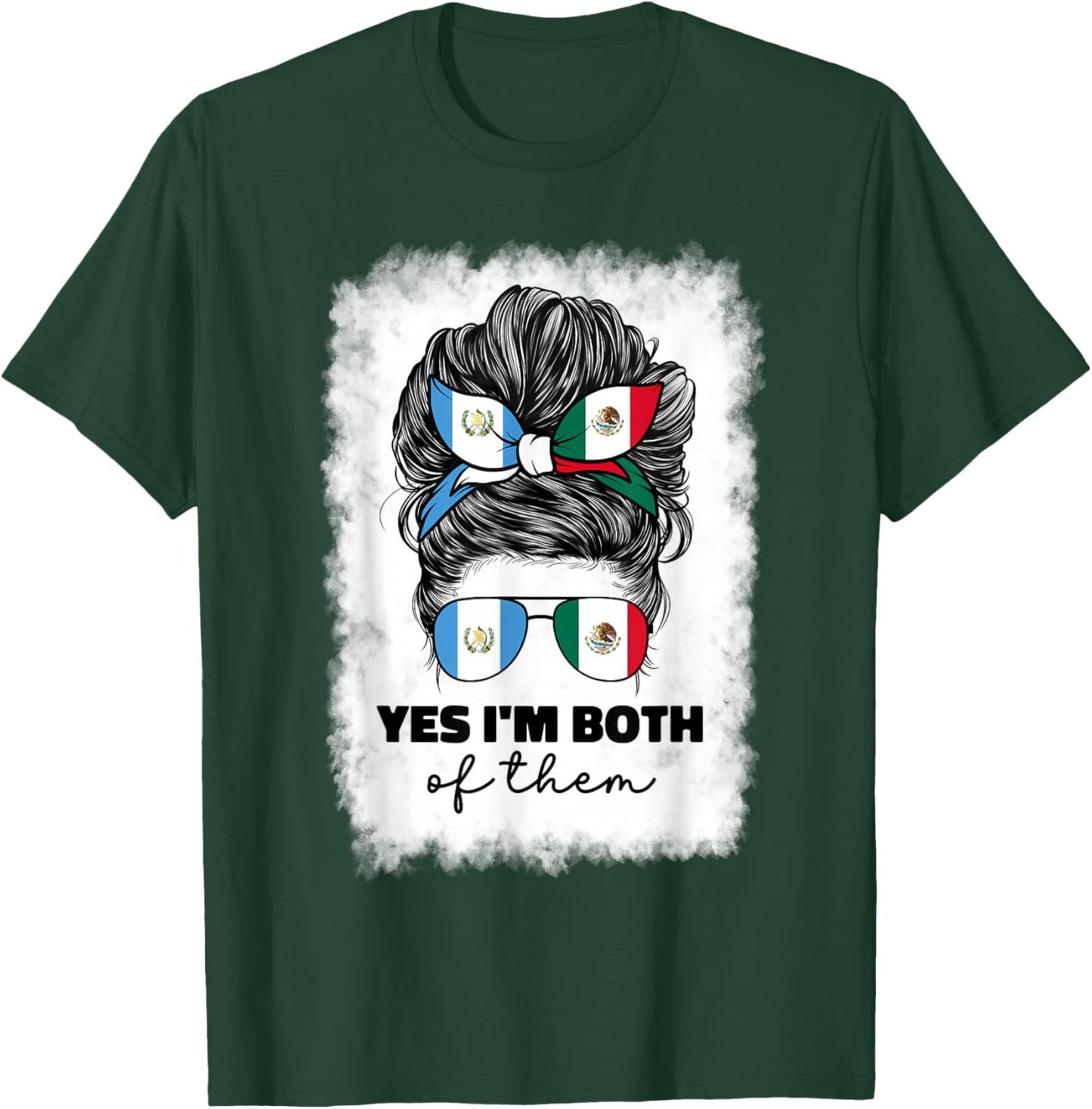 Half Mexican And Guatemalan Mexico Guatemala Flag Girl Women T-Shirt - T-Shirt | Forest