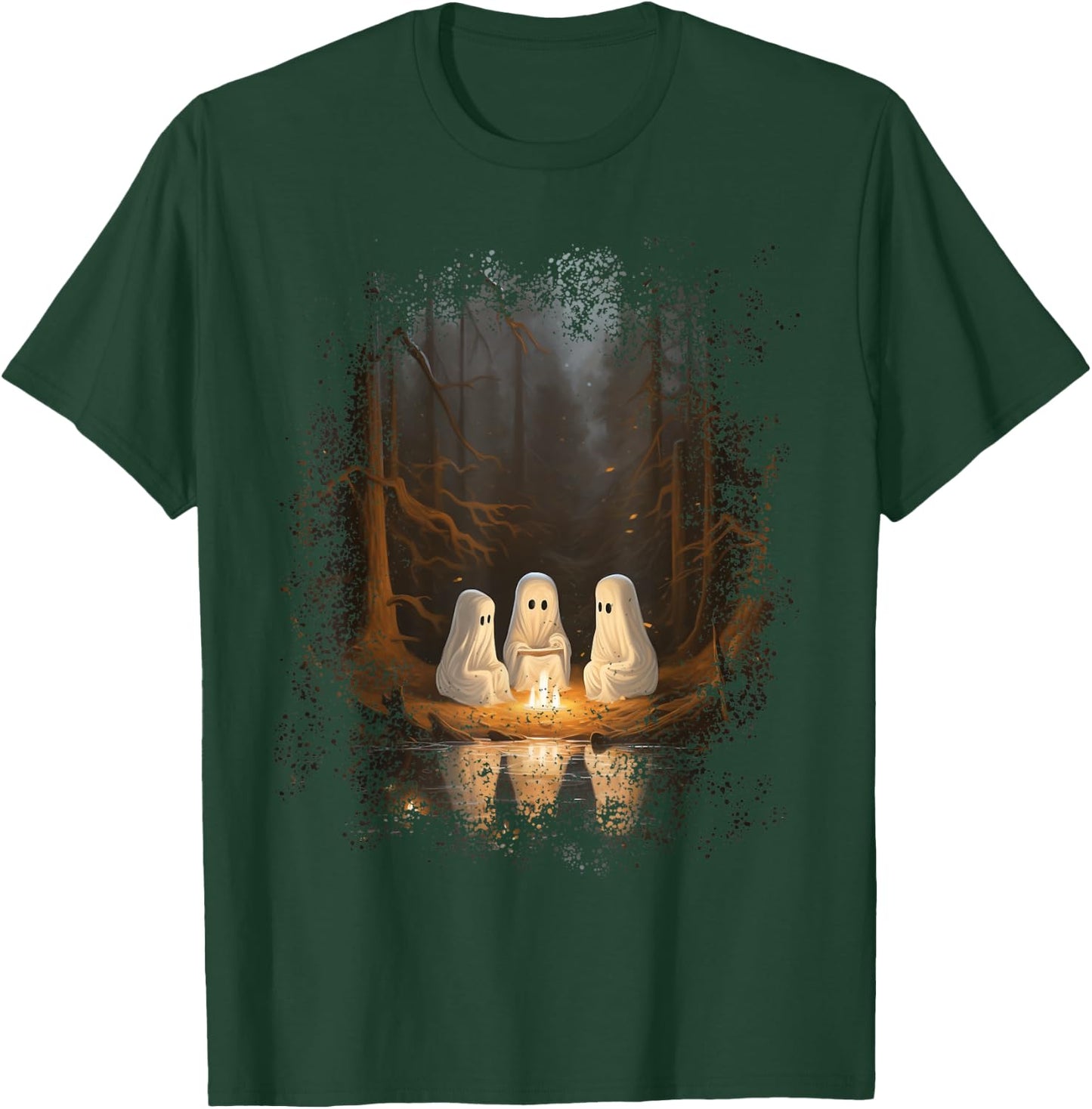 Vintage Ghost Campfire Camping Gothic Halloween T-Shirt - T-Shirt | Forest