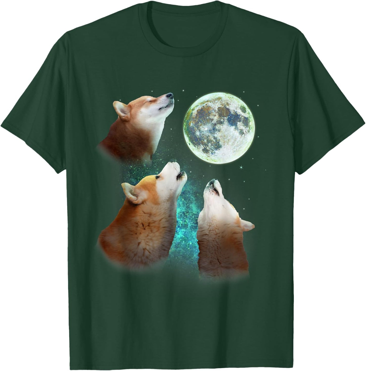 Three Shiba Inu Dogs Howl At Moon 3 Wolfs Wolves Meme Parody T-Shirt - T-Shirt | Forest