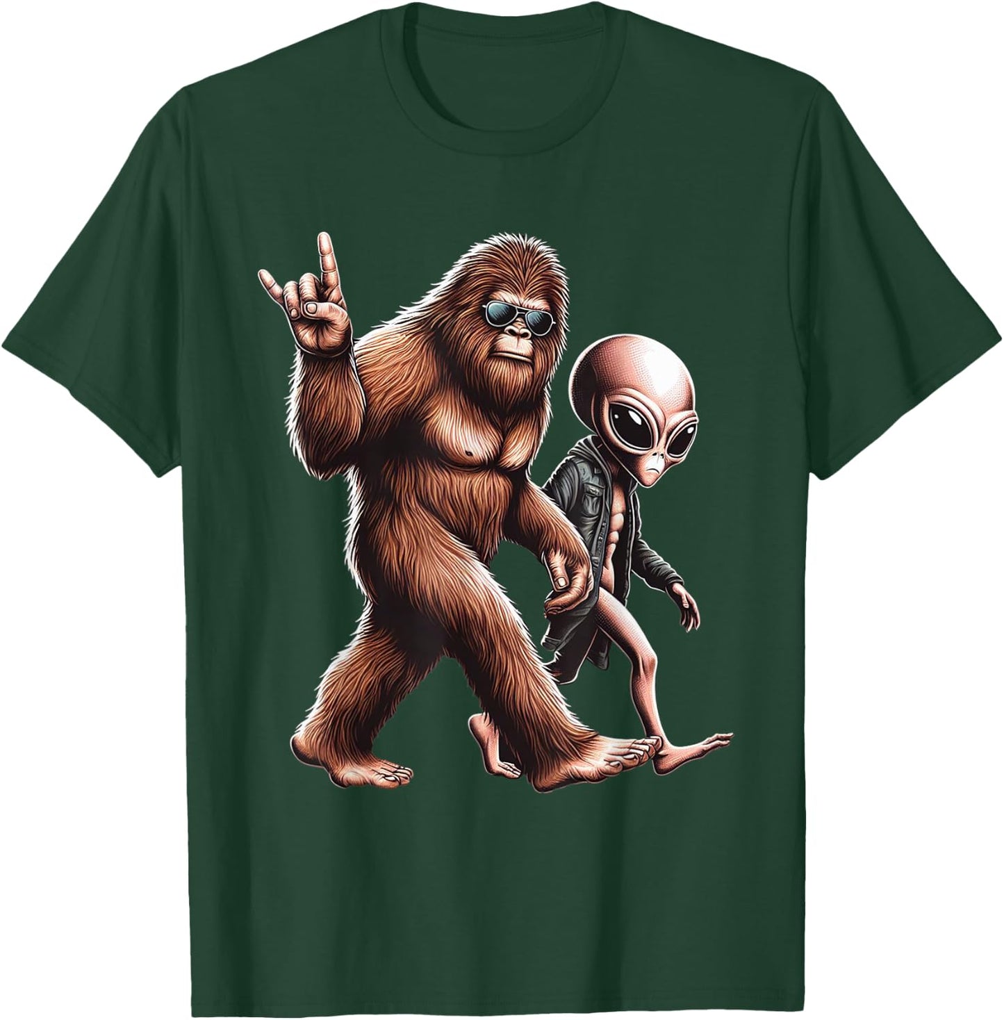 Bigfoot Sasquatch Rock And Roll Dads Funny BigFoot Aliens T-Shirt - T-Shirt | Forest