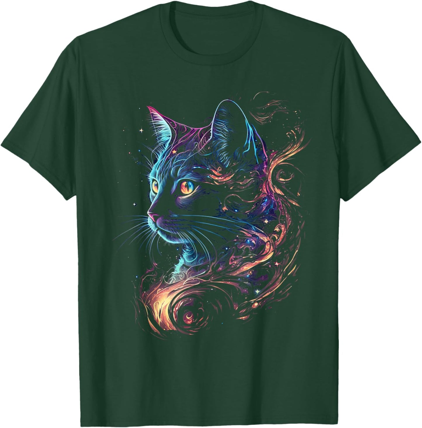 Cat in The Galaxy and Space Kitten Cat Head T-Shirt - T-Shirt | Forest