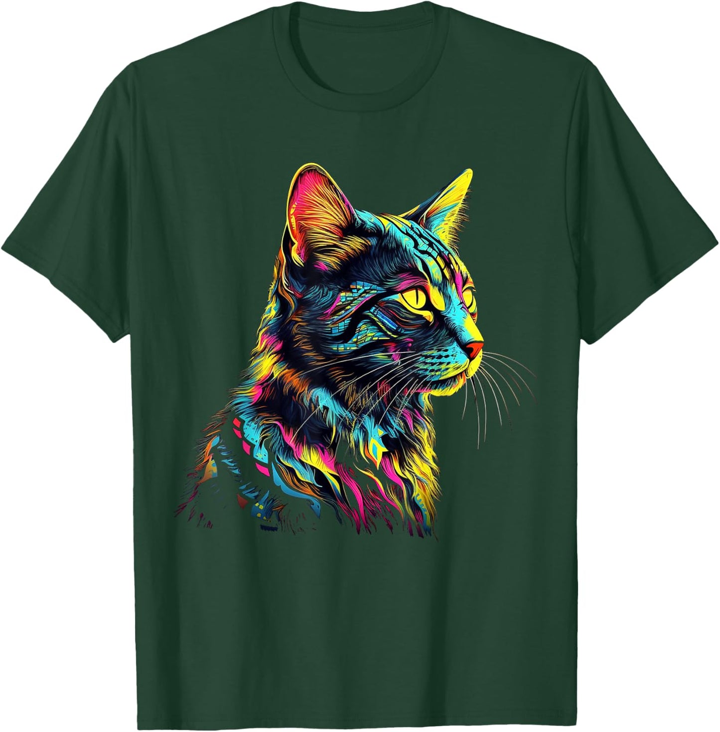 Colourful Art Cat Motif Animal Cat Men Women Kids T-Shirt - T-Shirt | Forest