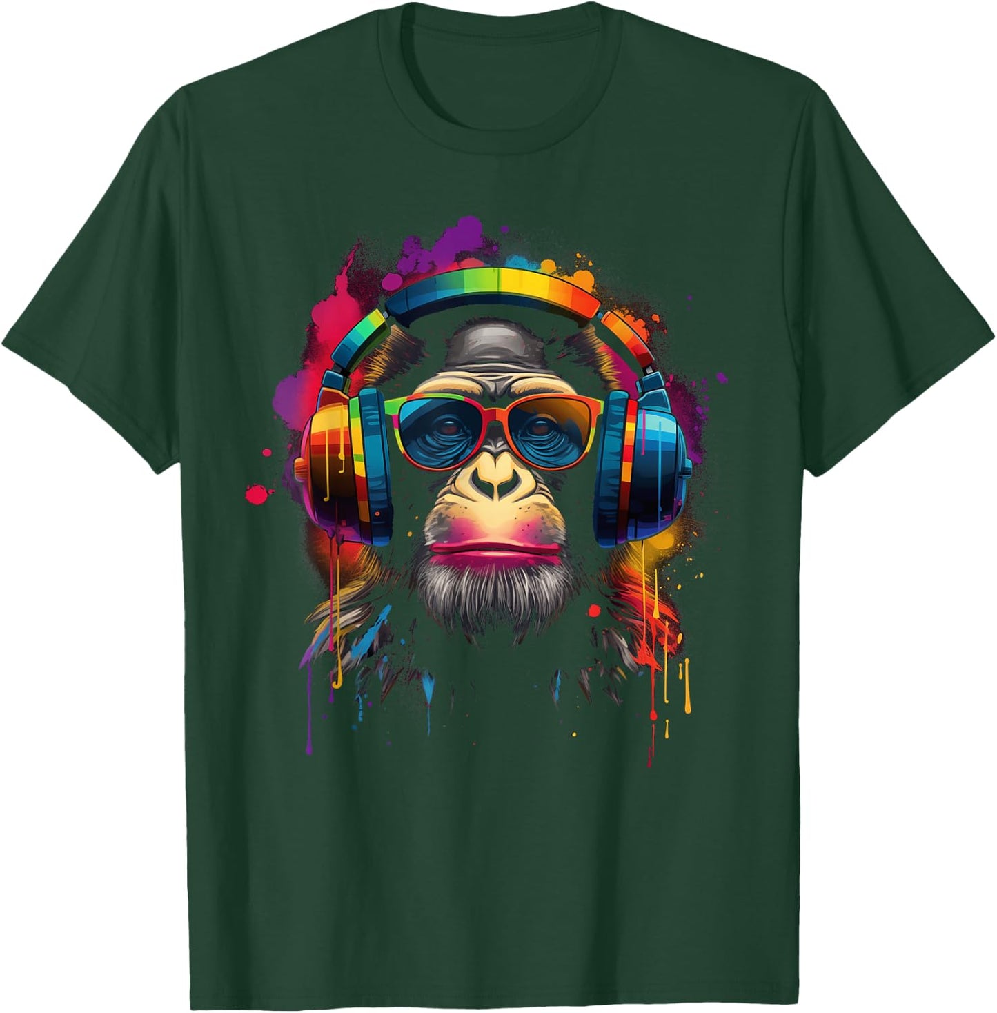 DJ Monkey with sunglasses and headphones funny DJ monkey T-Shirt - T-Shirt | Forest