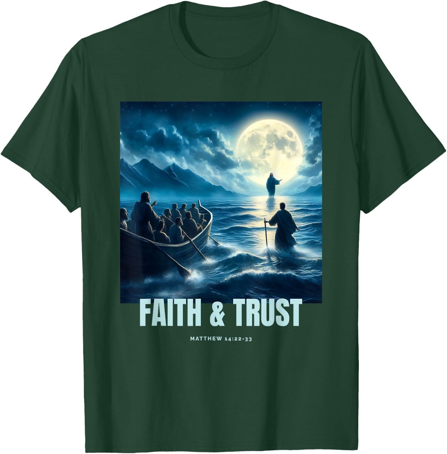 Faith Inspired Image Of Jesus Walking On Water T-Shirt - T-Shirt | Forest