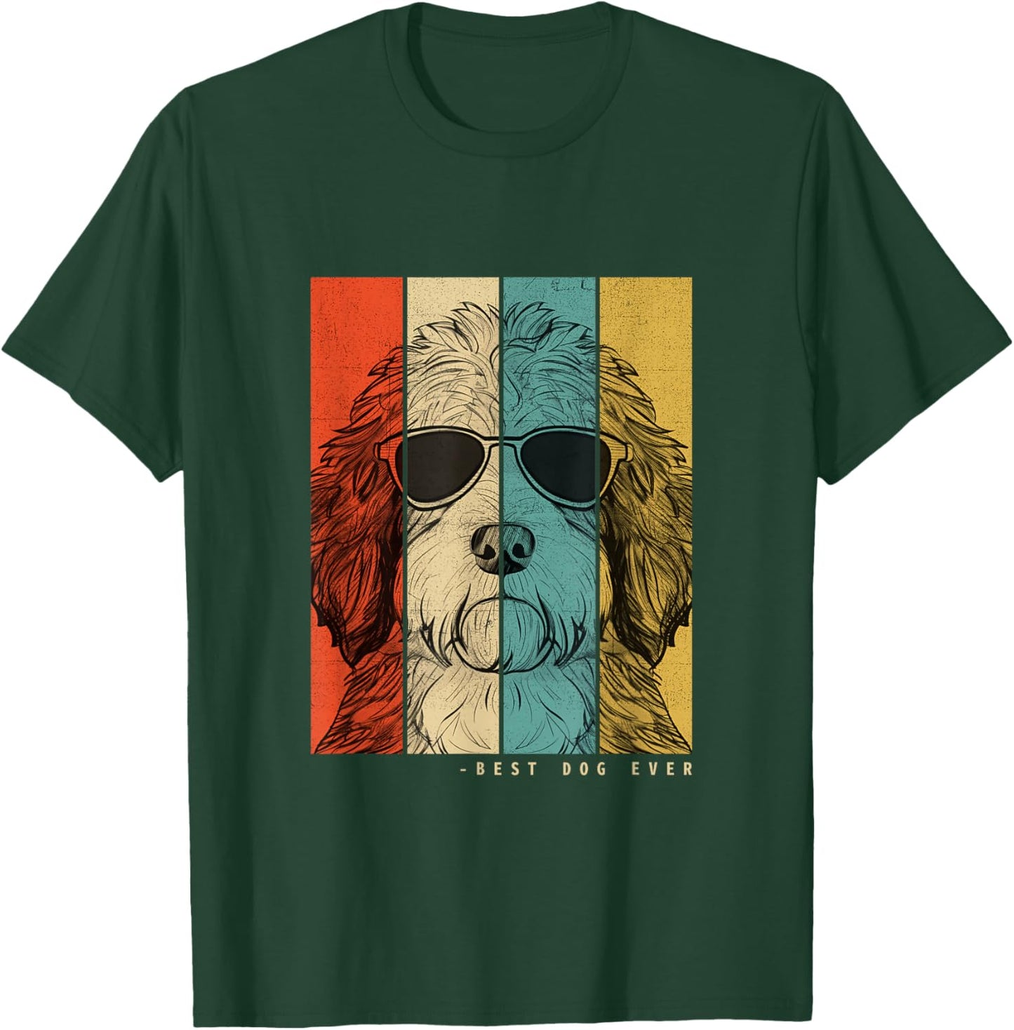 Vintage Saint Berdoodle Dog Mother Dad Children Men Women T-Shirt - T-Shirt | Forest