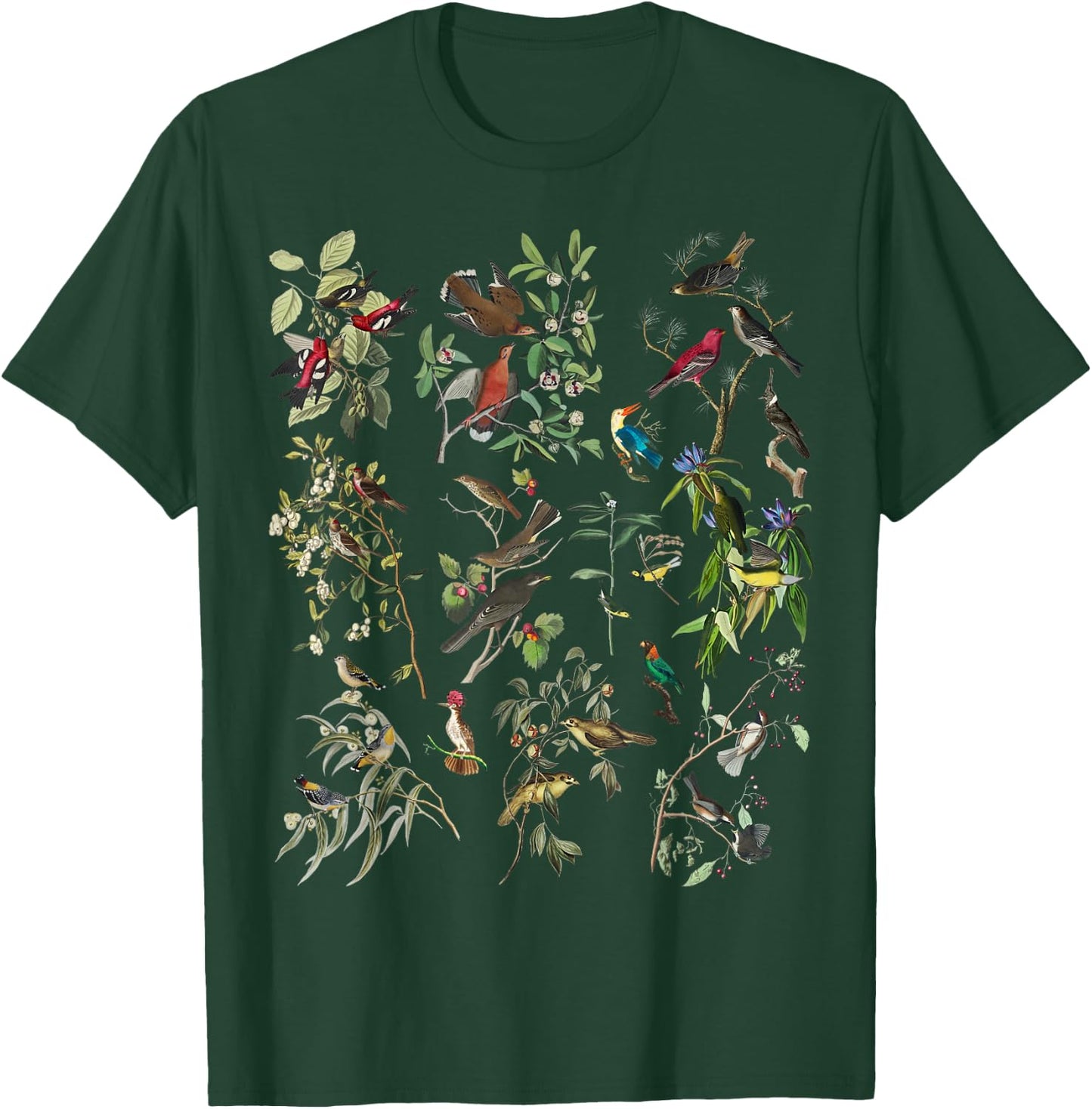 Bird Illustration Nature Birding Botanical Vintage Bird Art T-Shirt - T-Shirt | Forest
