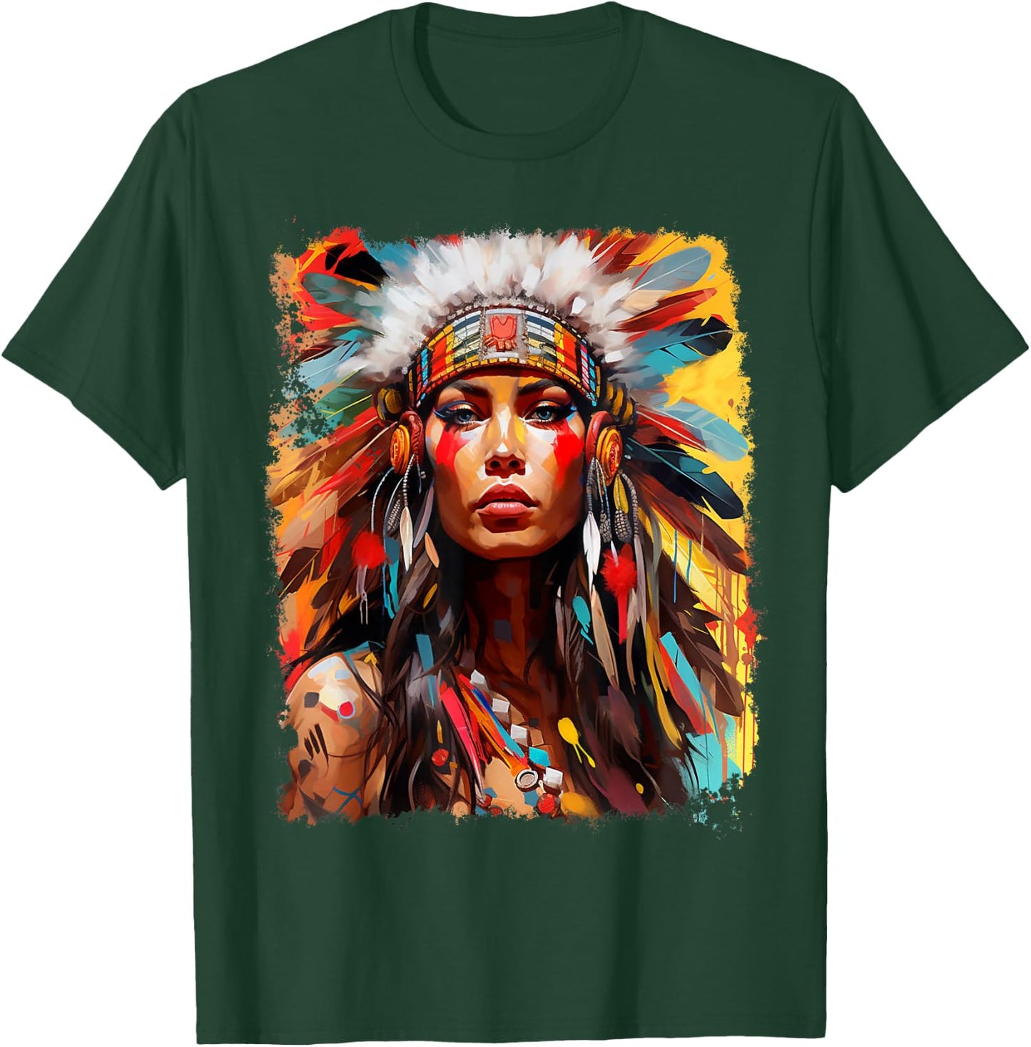 Native Indian Female T-Shirt - T-Shirt | Forest