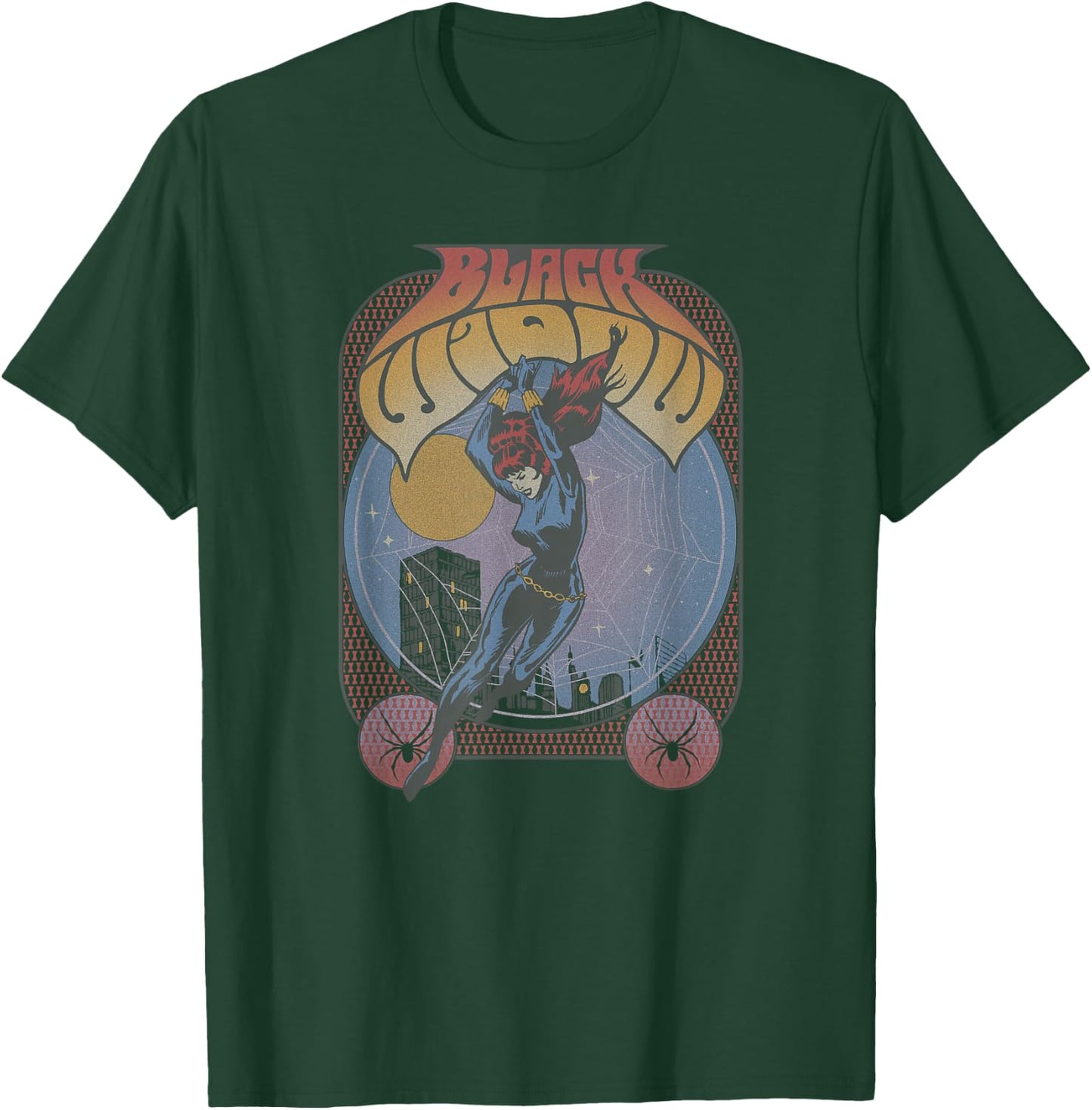 Marvel Black Widow Classic Comic Seventies Retro Poster T-Shirt - T-Shirt | Forest