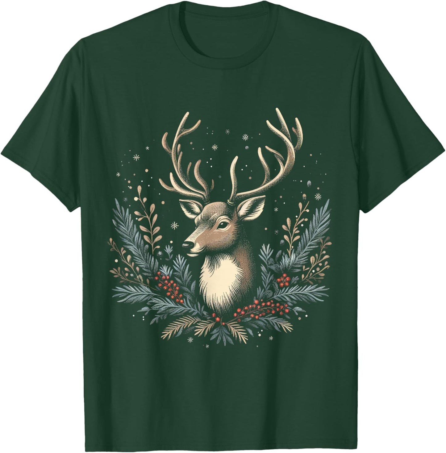 Christmas Reindeer Merry Christmas Xmas Morning Holiday T-Shirt - T-Shirt | Forest