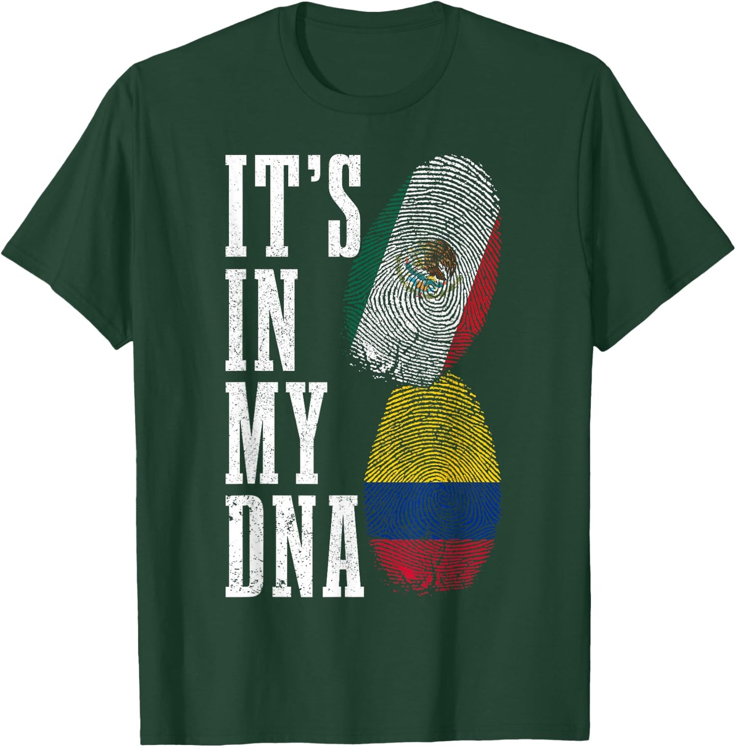Mexico Colombia It's In My DNA Mexican Colombian Flag Pride T-Shirt - T-Shirt | Forest