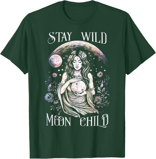 "Stay Wild Moon Child" Hecate With The Full Moon T-Shirt - T-Shirt | Forest