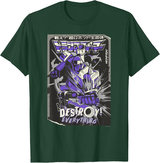 Transformers Megatron Destroy Everything! Kanji Comic Cover T-Shirt - T-Shirt | Forest
