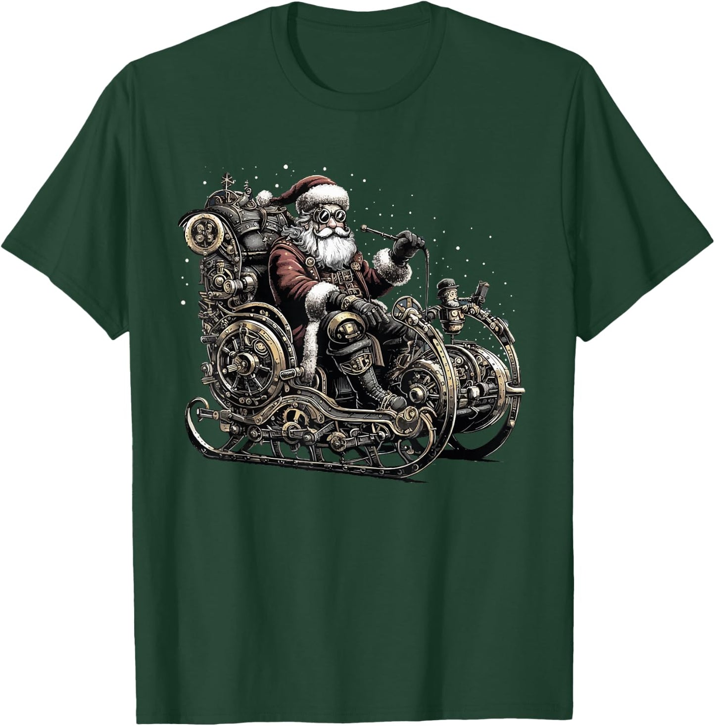Retro Steampunk Santa Snowman Christmas Fantasy Sci-fi T-Shirt - T-Shirt | Forest