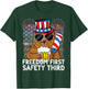 USA 4th of July Bear Beer Freedom First Safety Third T-Shirt - T-Shirt | Forest