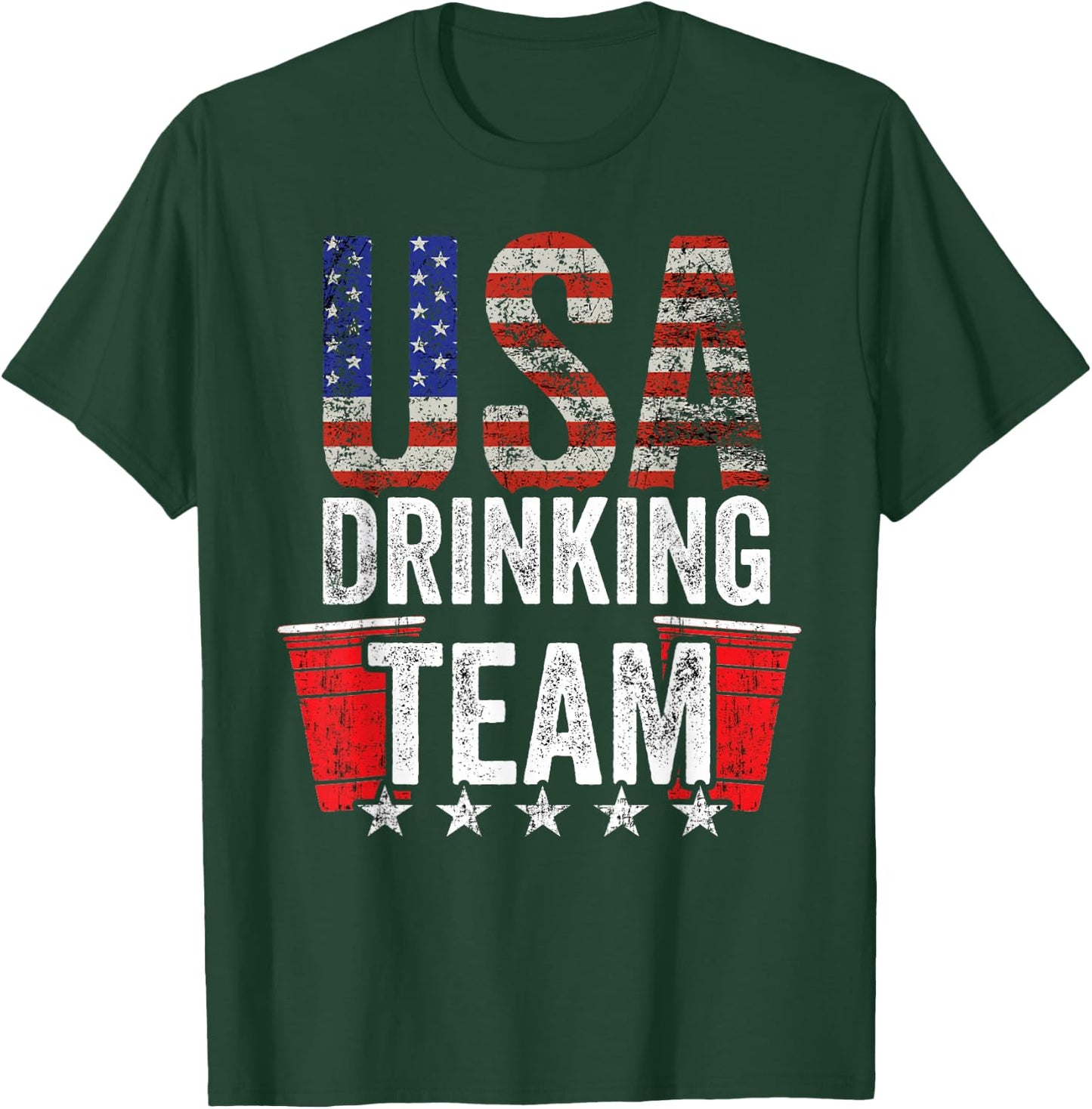 USA Drinking Team Funny Drinking Game Red Cup T-Shirt - T-Shirt | Forest