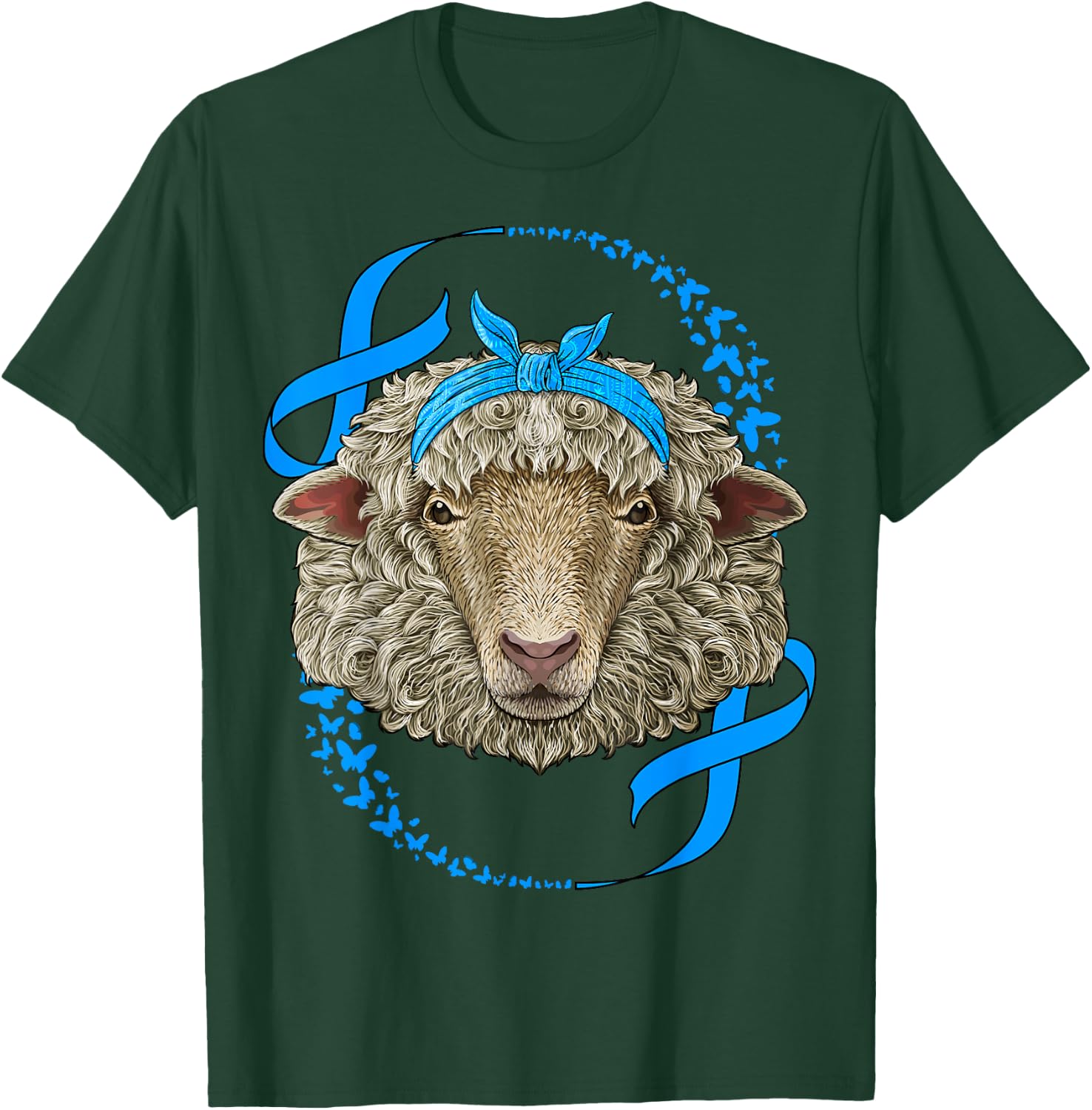 Sheep Diabetes Awareness Blue Bandana T1D Survivor T-Shirt - T-Shirt | Forest