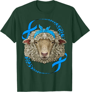 Sheep Diabetes Awareness Blue Bandana T1D Survivor T-Shirt - T-Shirt | Forest