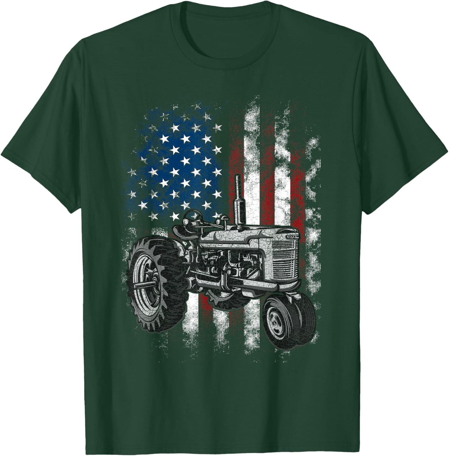 Patriotic Tractor American Flag Tractor Farm USA Farming T-Shirt - T-Shirt | Forest