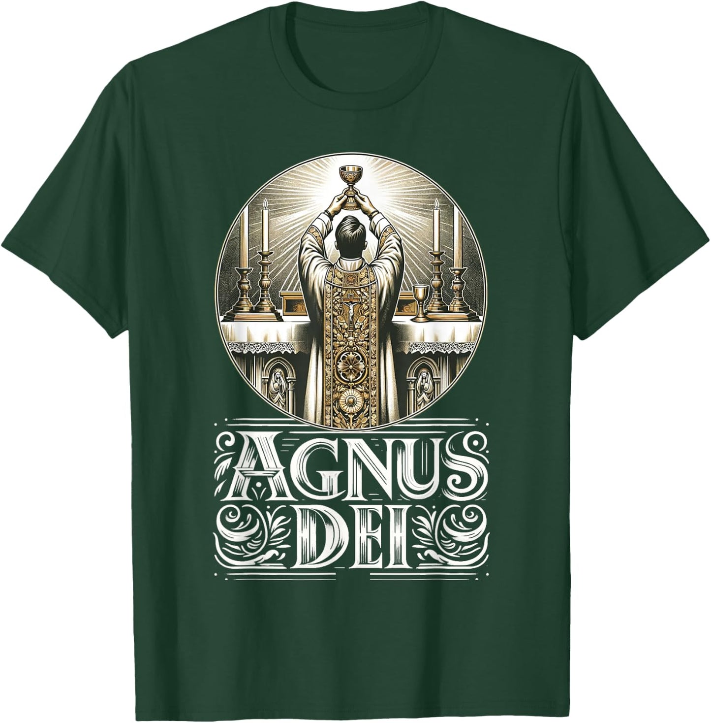 Eucharistic Consecration Traditional Latin Mass Catholic T-Shirt - T-Shirt | Forest
