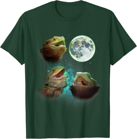 Three Bearded Dragons Howl At Moon 3 Wolfs - Wolves Parody T-Shirt - T-Shirt | Forest