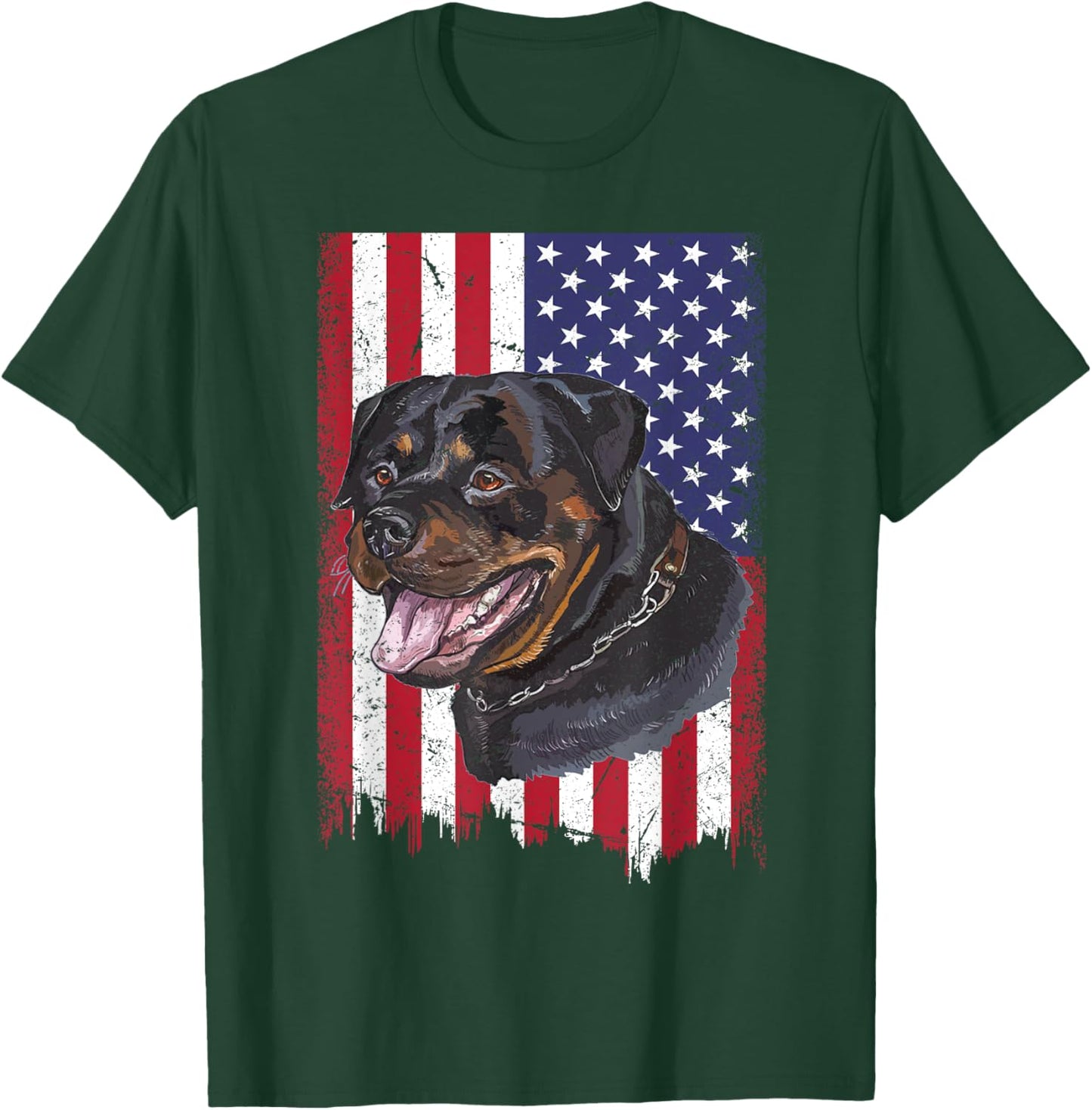 Rottweiler Dog Lover Father's Day USA American Flag Vintage T-Shirt - T-Shirt | Forest