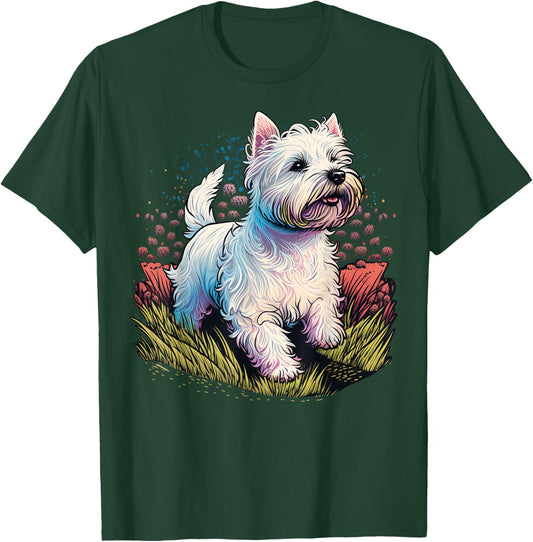 Cute West Highland White Terrier Dog on Westie Lover T-Shirt - T-Shirt | Forest