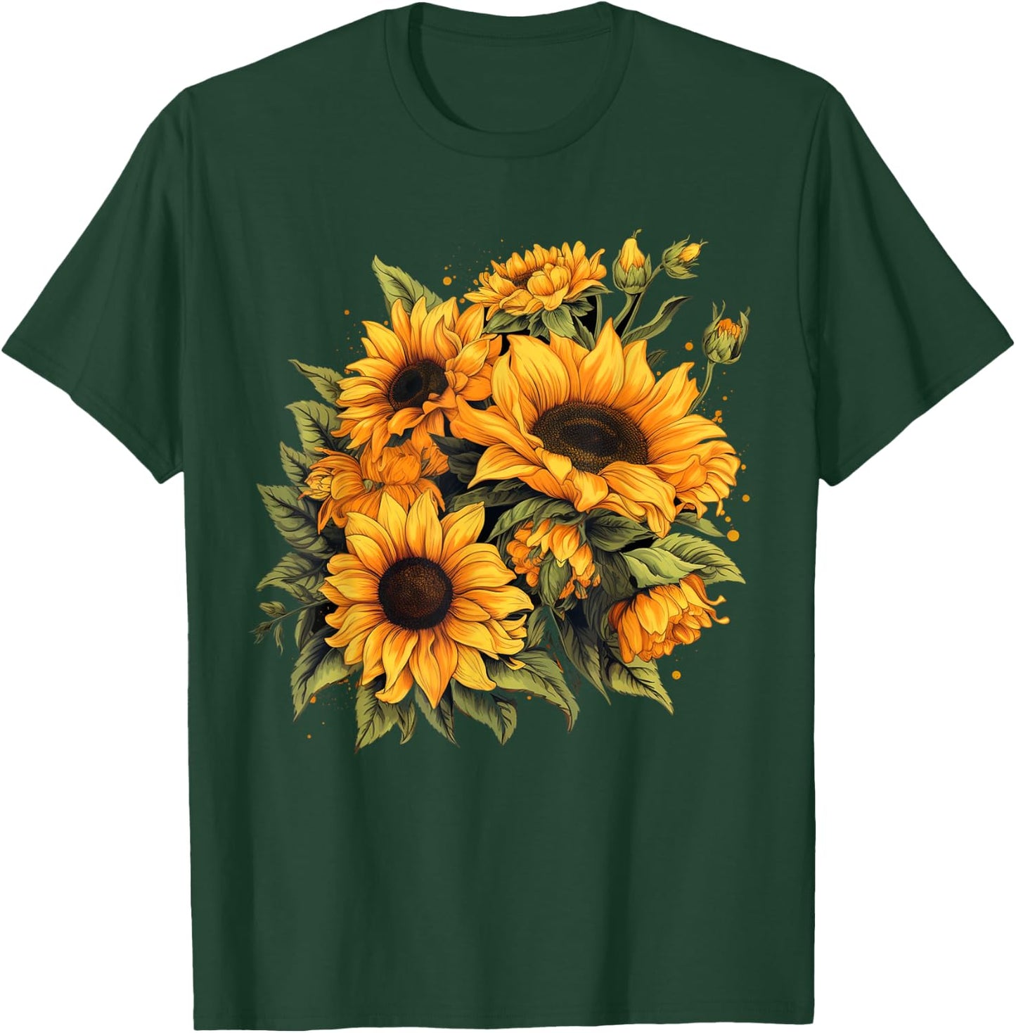 Yellow Sunflowers Cute summer flowers Floral Positivity T-Shirt - T-Shirt | Forest