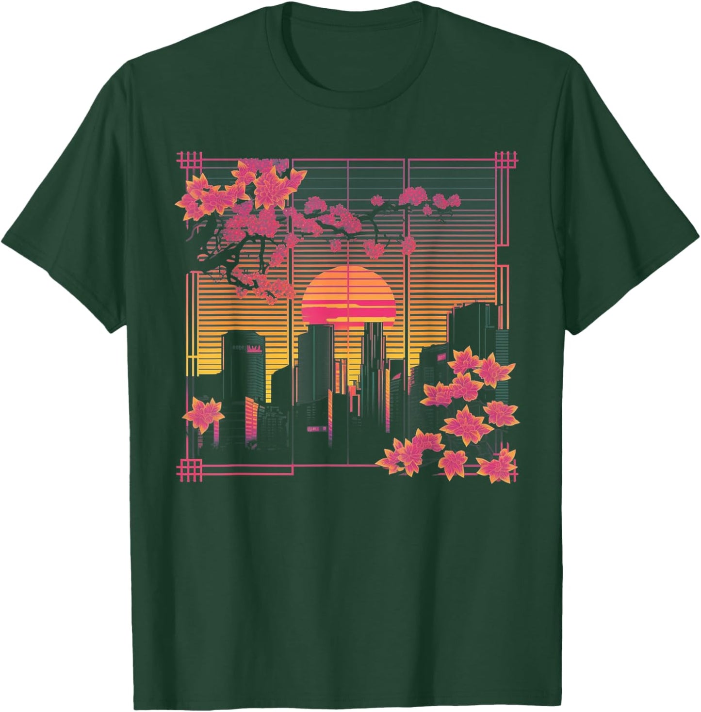 Cherry Blossom Japanese Japan Tokyo Vaporwave Synthwave 80s T-Shirt - T-Shirt | Forest