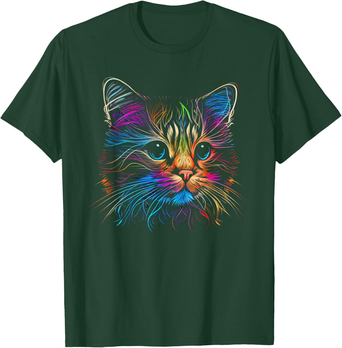 Cats Colorful Cat Cat's Head Catlovers T-Shirt - T-Shirt | Forest
