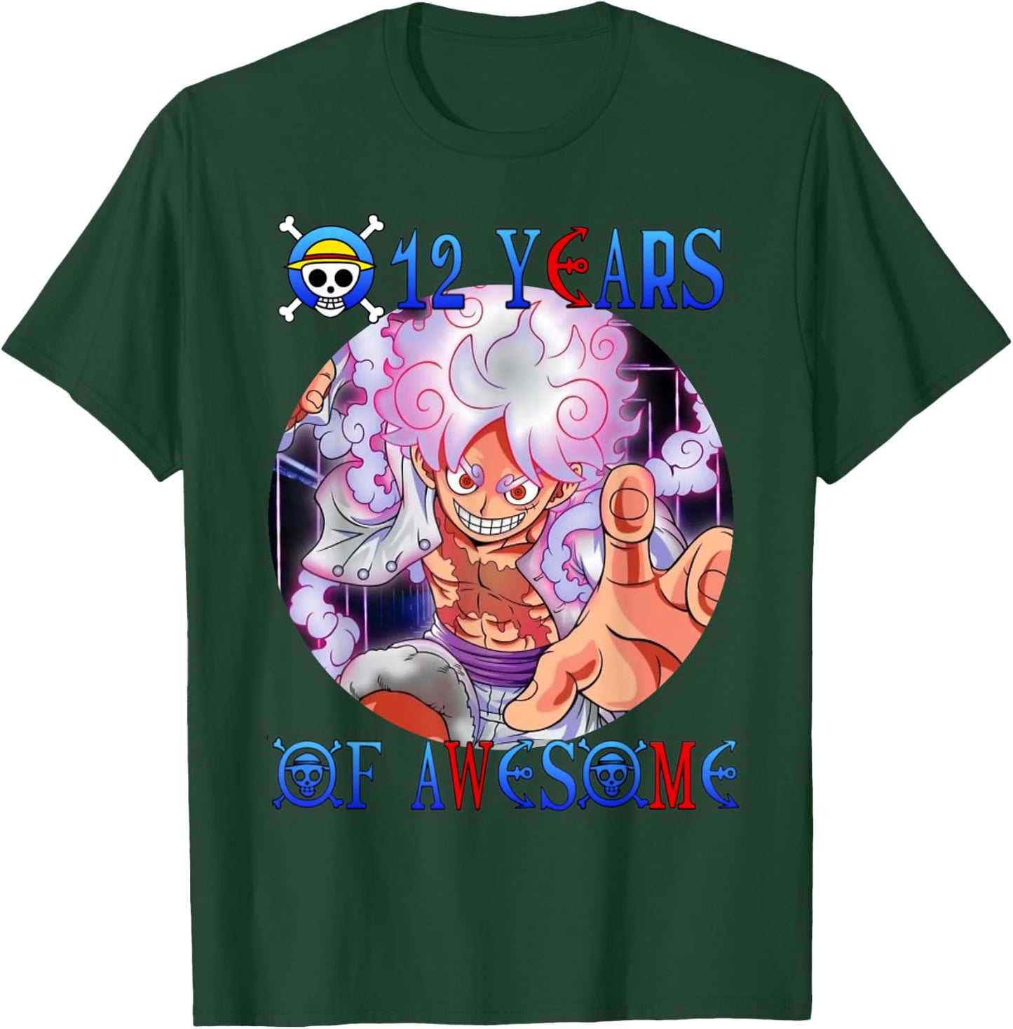 12 Years Of Awesome 12th Birthday Anime Birthday Theme T-Shirt - T-Shirt | Forest