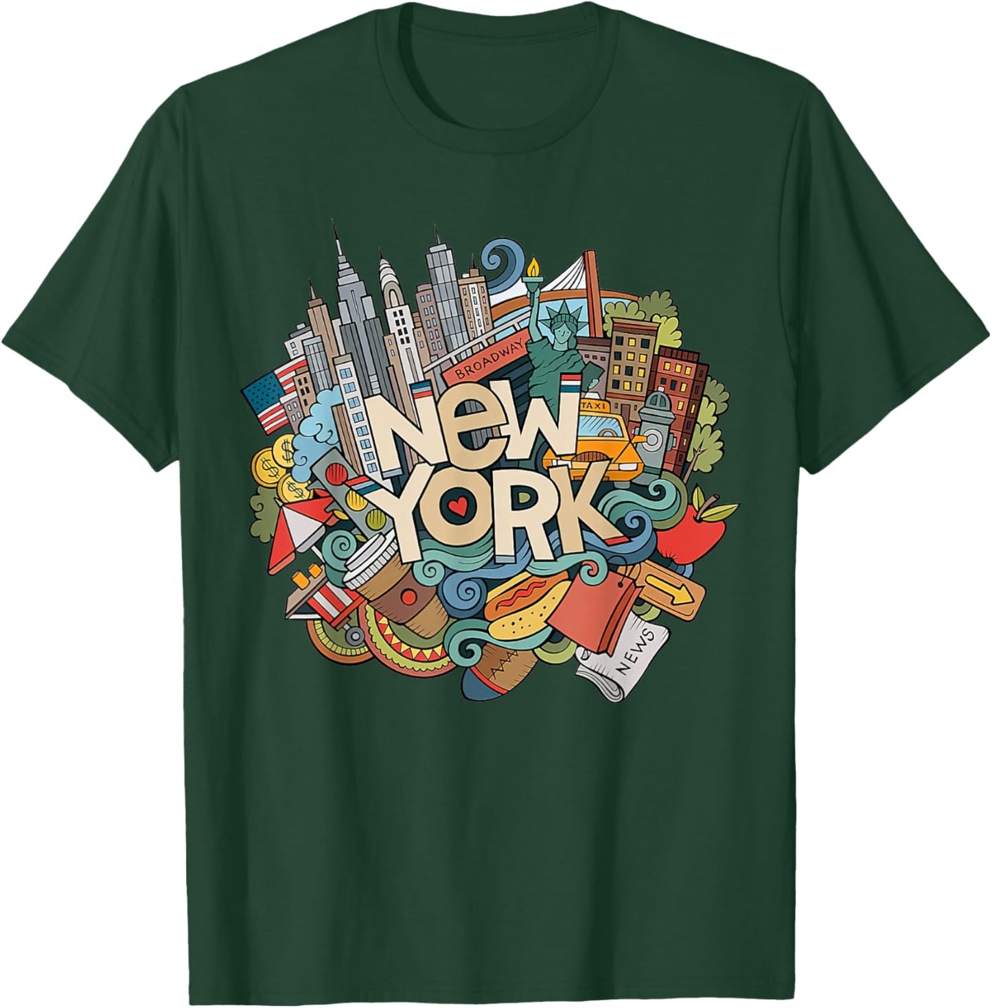 New York City NYC Iconic Skyline Big Apple Gift Souvenir T-Shirt - T-Shirt | Forest