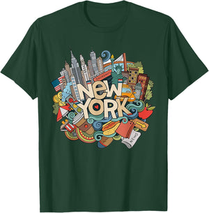 New York City NYC Iconic Skyline Big Apple Gift Souvenir T-Shirt - T-Shirt | Forest