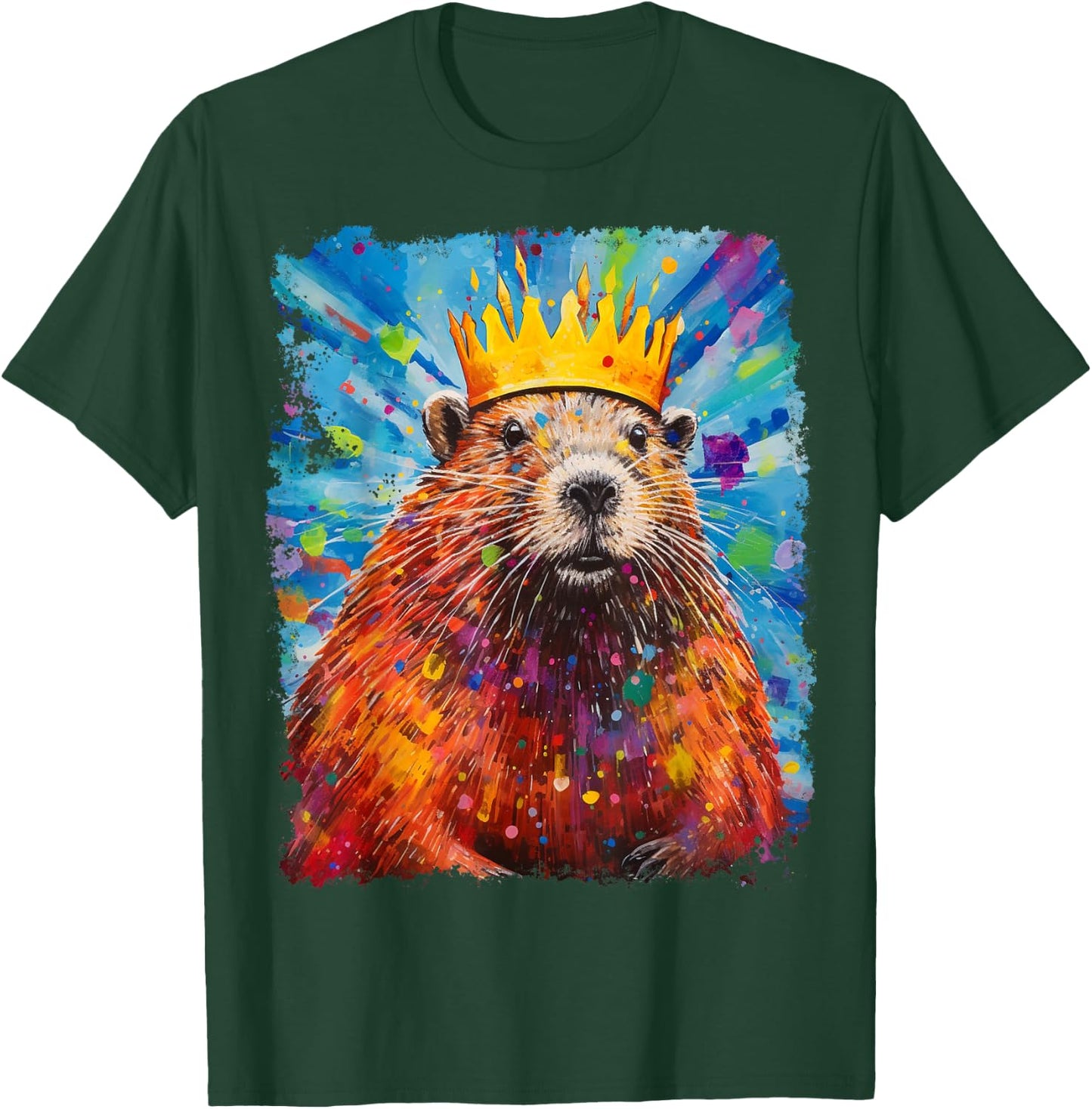 Pop Art Colorful Beaver King Queen T-Shirt - T-Shirt | Forest