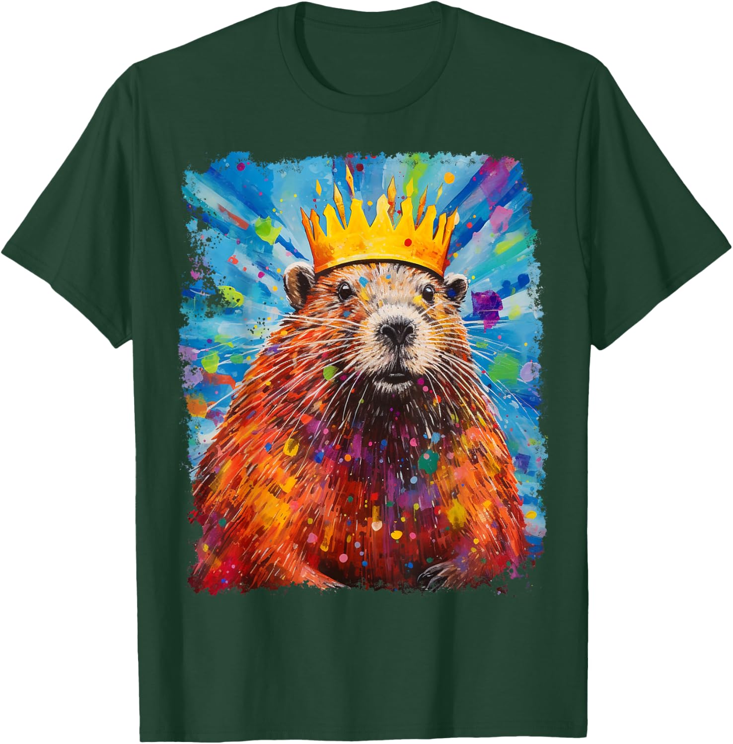 Pop Art Colorful Beaver King Queen T-Shirt - T-Shirt | Forest