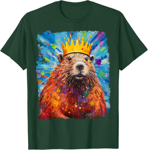 Pop Art Colorful Beaver King Queen T-Shirt - T-Shirt | Forest