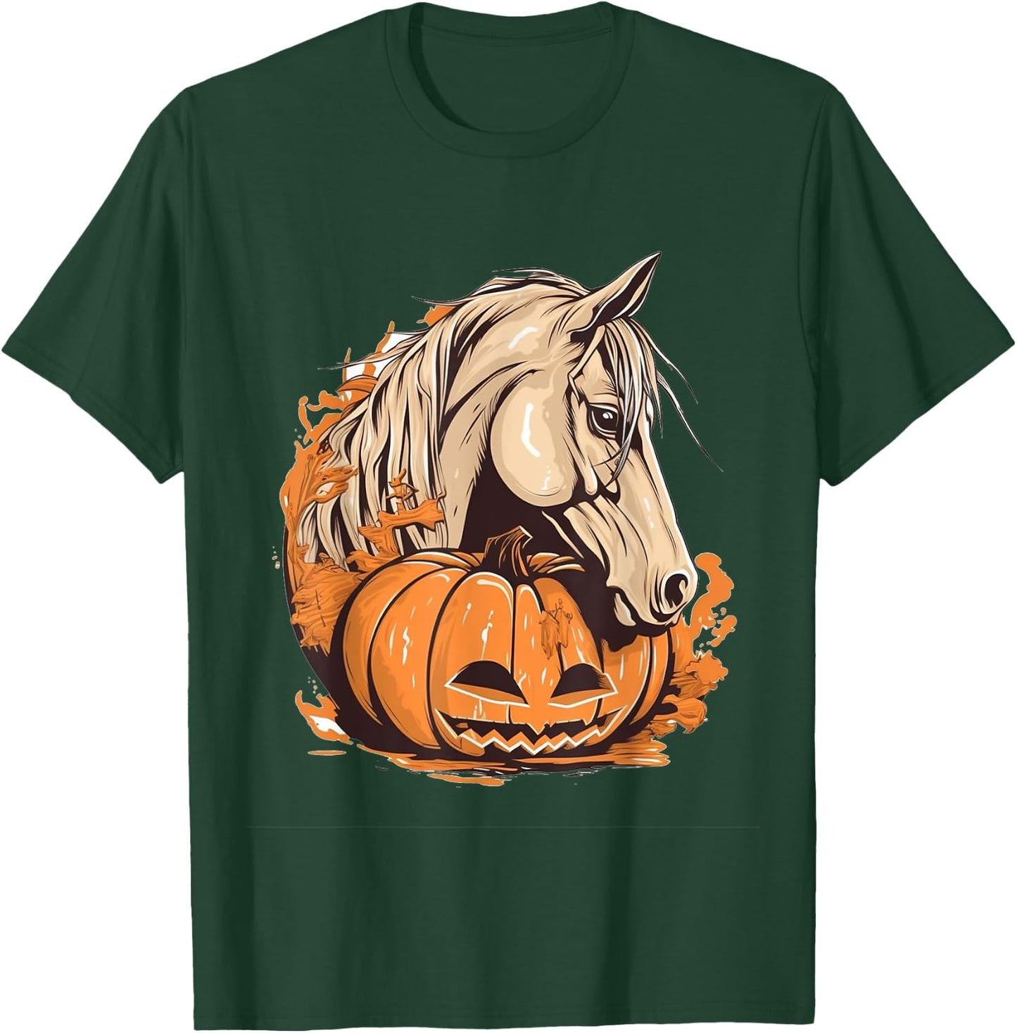 Horse Pumpkin Halloween Costume Horseback Riding Equestrian T-Shirt - T-Shirt | Forest