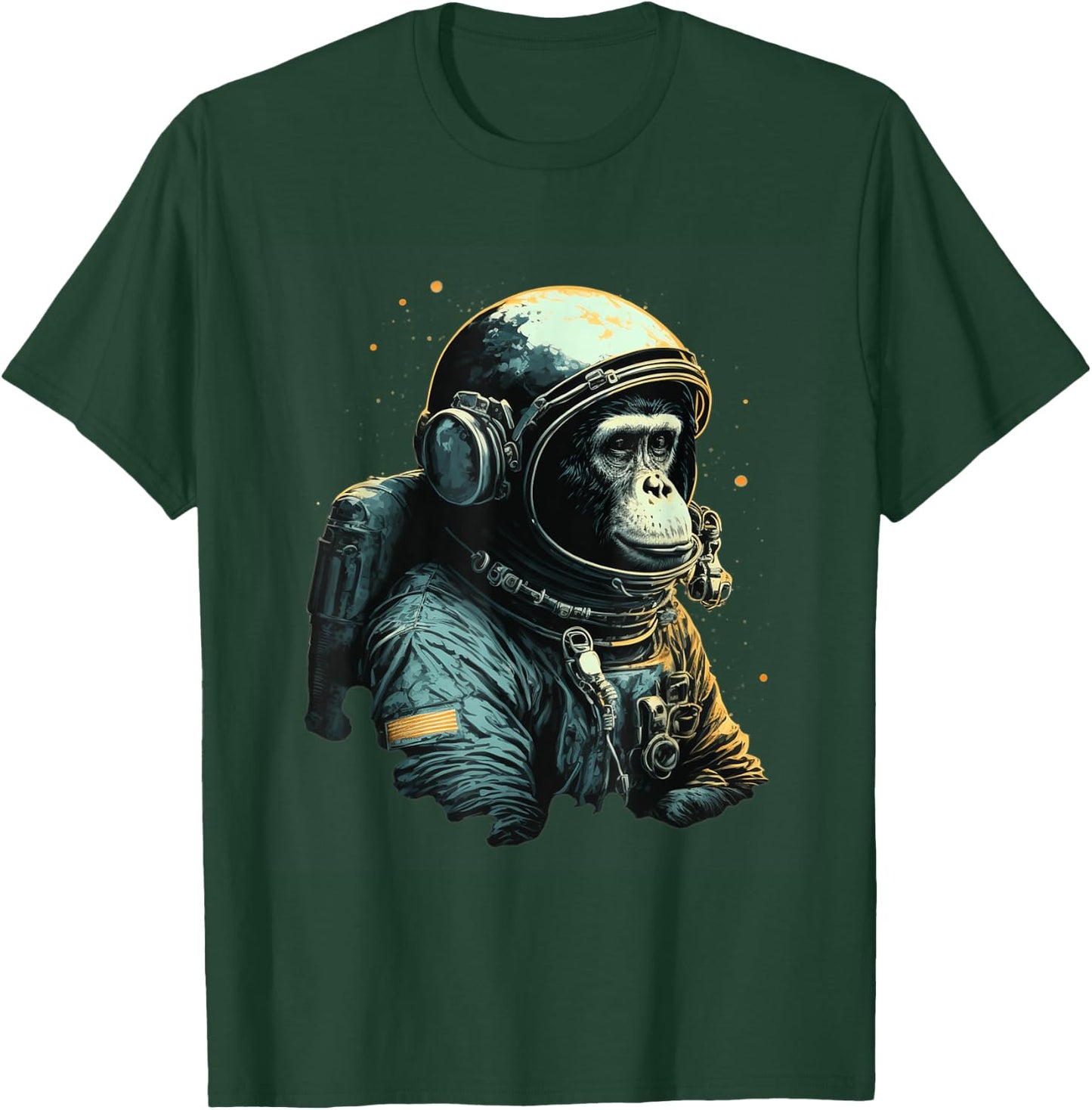 Chimpanzee Space Astronaut Travel Monkey Vintage Design T-Shirt - T-Shirt | Forest
