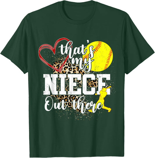 That's My Niece Out There Softball Auntie Uncle T-Shirt - T-Shirt | Forest