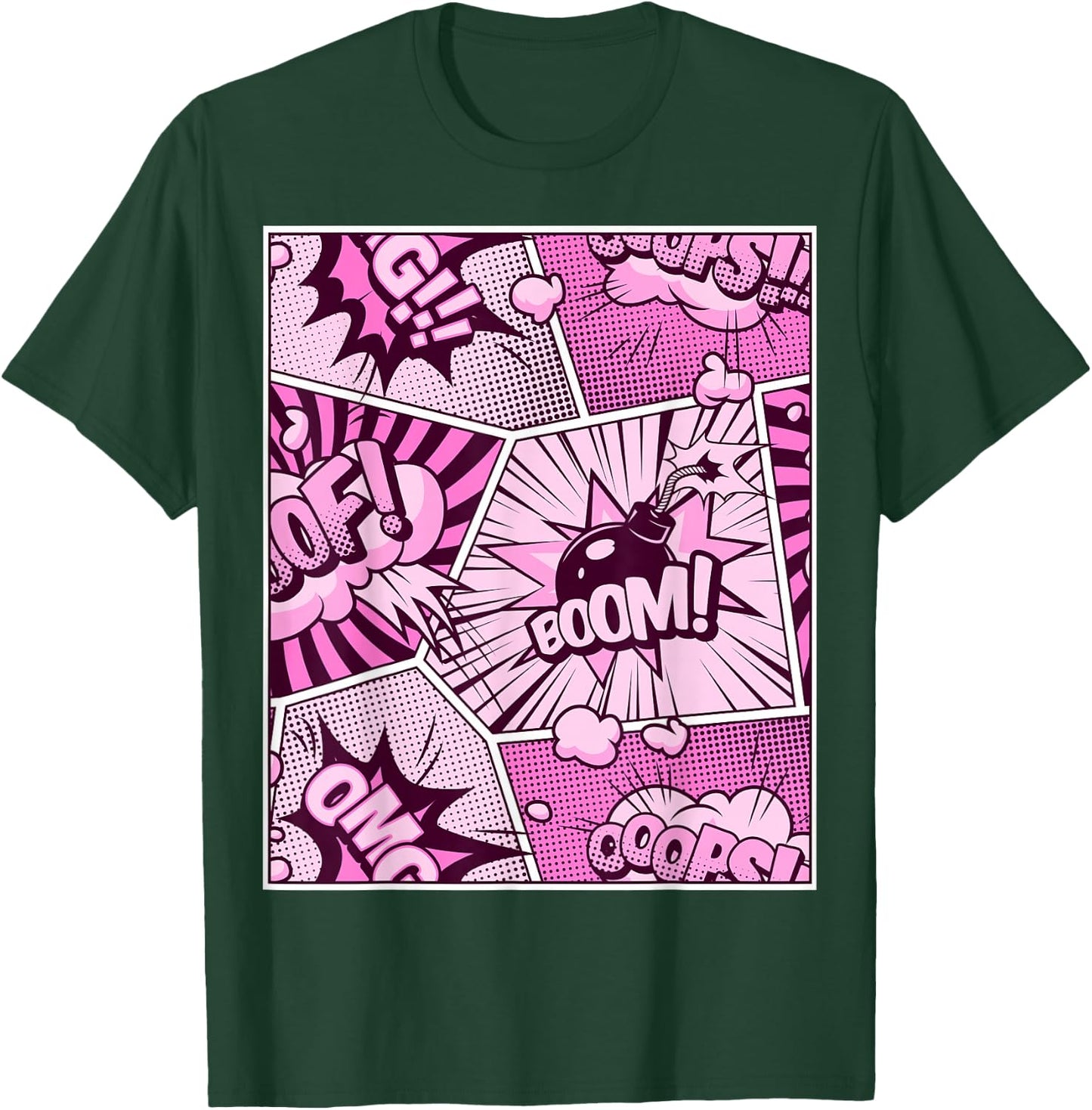 Comic Book Pink Color Graphic T-Shirt - T-Shirt | Forest