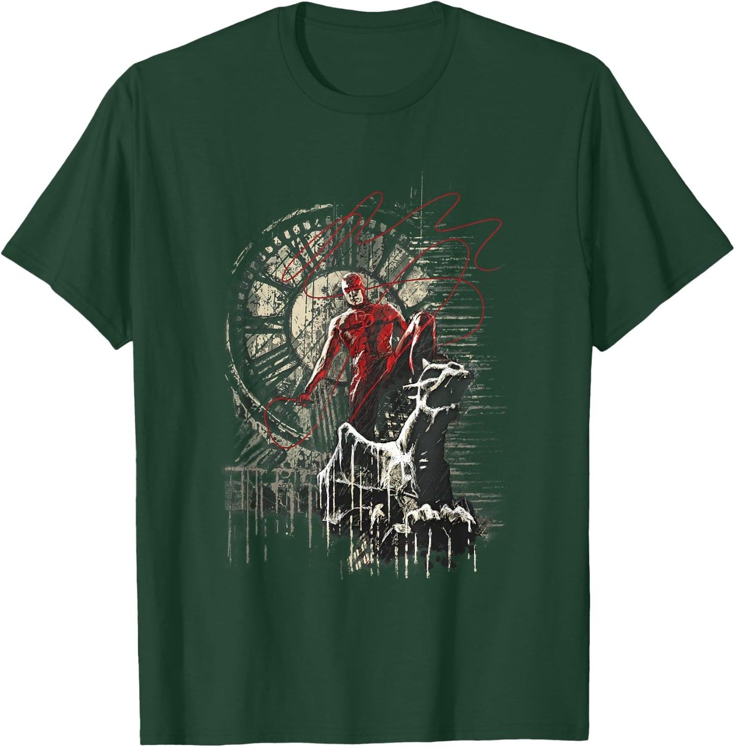 Marvel Comics Retro Classic Daredevil Standing On Gargoyle T-Shirt - T-Shirt | Forest