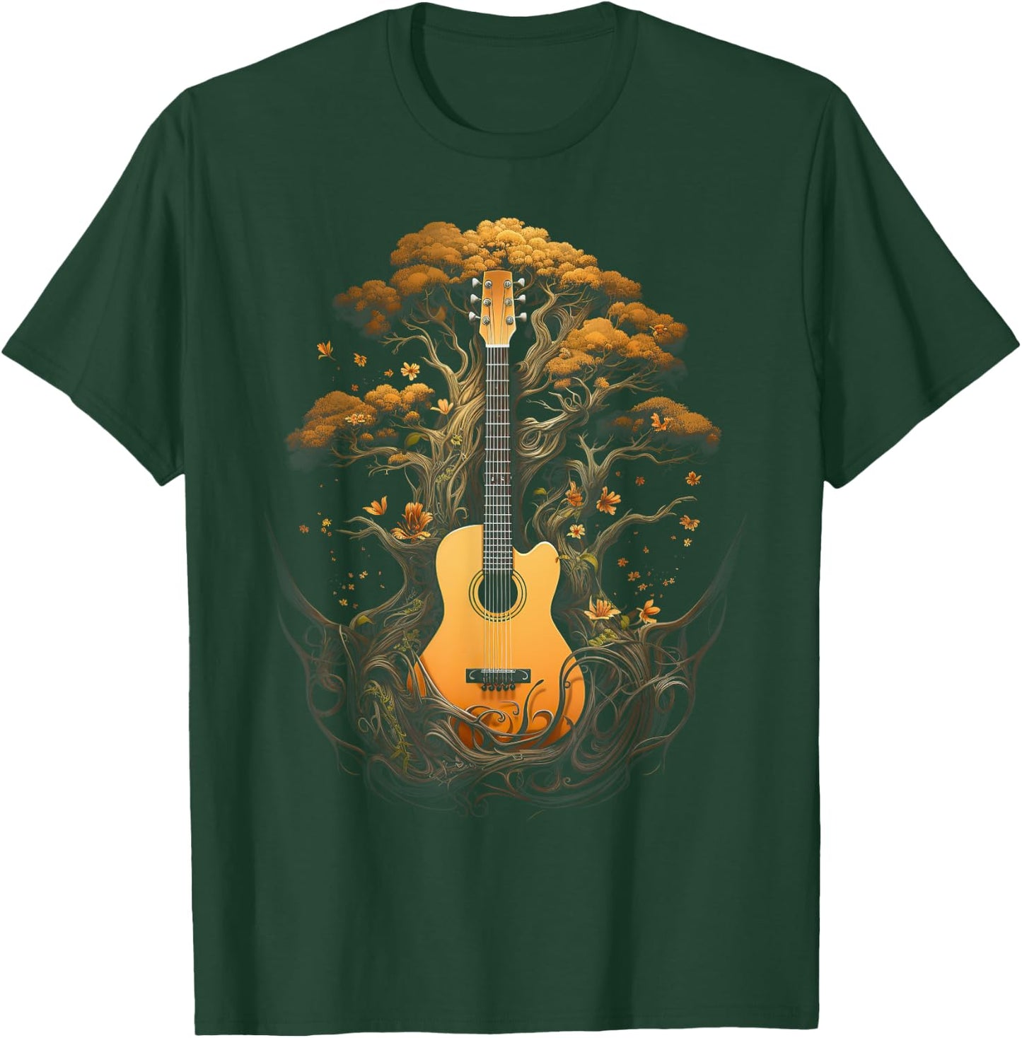 Acoustic Guitar Tree Of Life T-Shirt - T-Shirt | Forest