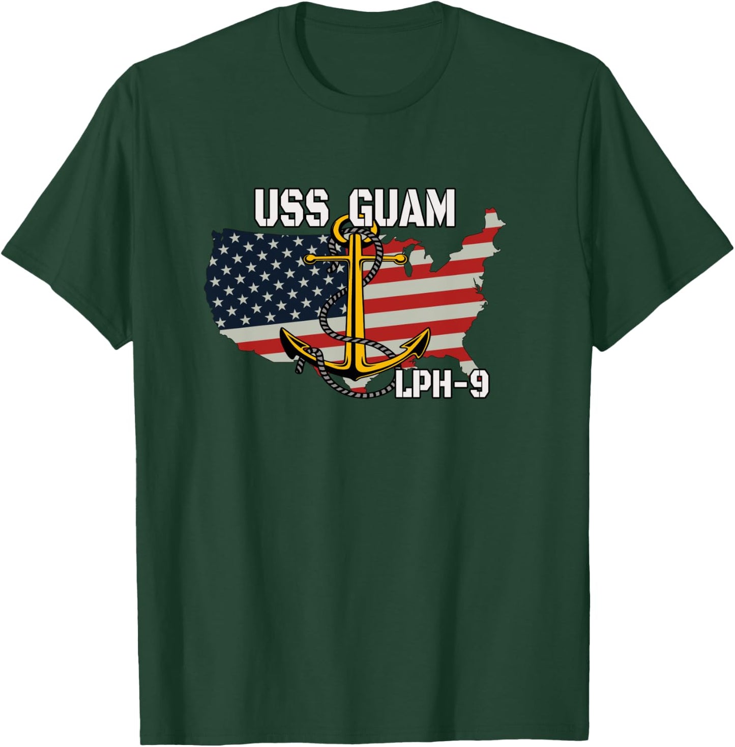 USS Guam LPH-9 Landing Platform Helicopter Veterans Father T-Shirt - T-Shirt | Forest