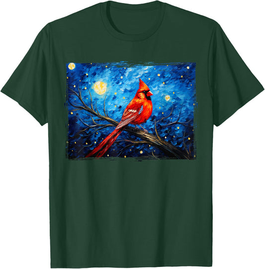 Red Cardinal Bird Flower North Carolina Virginia T-Shirt - T-Shirt | Forest