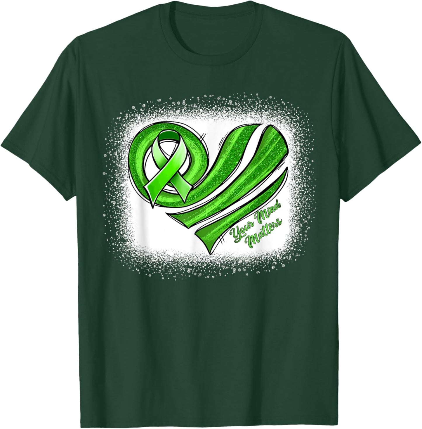 Mental Health Awareness Heart Green Mental Health Matters T-Shirt - T-Shirt | Forest