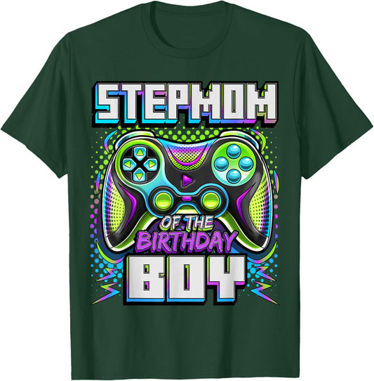 Stepmom of the Birthday Boy Matching Family Video Game Party T-Shirt - T-Shirt | Forest